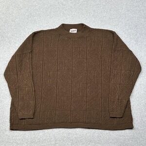 Mathias Sweater Mens 3XL Brown Crewneck Pullover Textured Geometric VTG USA